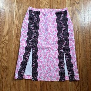Christopher Kane Floral Pink and Black Lace Women's Skirt